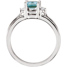 Load image into Gallery viewer, Ben Garelick Emerald Cut Aquamarine Diamond Three Stone Ring
