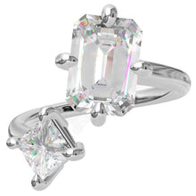 Load image into Gallery viewer, Ben Garelick Emerald &amp; Princess Cut Toi Et Moi Engagement Ring
