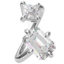 Load image into Gallery viewer, Ben Garelick Emerald &amp; Princess Cut Toi Et Moi Engagement Ring
