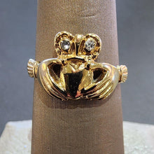 Load image into Gallery viewer, Ben Garelick Estate 14K Yellow Gold Claddagh Diamond Ring
