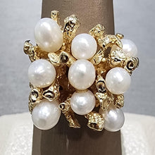 Load image into Gallery viewer, Ben Garelick Estate 14K Yellow Gold Pearl Coral Textured Ring

