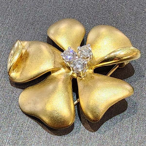 Ben Garelick Estate Satin Finish Diamond Flower Brooch