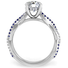 Load image into Gallery viewer, Ben Garelick Luna Twist Hidden Halo Blue Sapphire Engagement Ring
