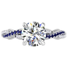 Load image into Gallery viewer, Ben Garelick Luna Twist Hidden Halo Blue Sapphire Engagement Ring
