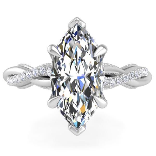 Ben Garelick Luna Twist Marquise Hidden Halo Diamond Engagement Ring