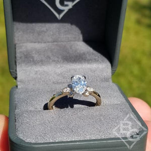 Ben Garelick Oval Cut Floral Leaf Diamond Engagement Ring