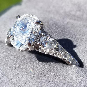 Ben Garelick Oval Hidden Halo Diamond Engagement Ring with Pear Cut Sides