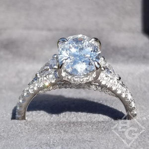 Ben Garelick Oval Hidden Halo Diamond Engagement Ring with Pear Cut Sides