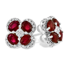 Load image into Gallery viewer, Ben Garelick Red Ruby Quatrefoil Diamond Stud Earrings
