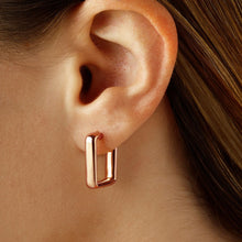 Load image into Gallery viewer, Ben Garelick Rose Gold Square Shape High Polish Small Hoop Earrings
