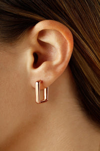 Ben Garelick Rose Gold Square Shape High Polish Small Hoop Earrings