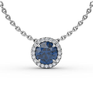Ben Garelick Round Cut Blue Sapphire Diamond Halo Pendant