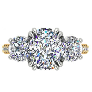 Ben Garelick "The Meghan" Three Stone Cushion & Round Cut Diamond Engagement Ring