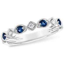 Load image into Gallery viewer, Ben Garelick Vintage Style Thin Stackable Blue Sapphire Diamond Band
