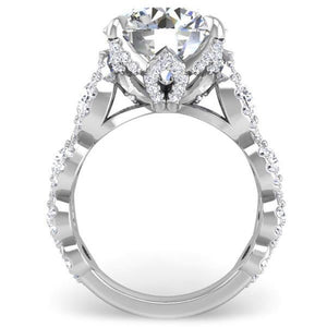Ben Garelick Whitney Large Round Diamond Engagement Ring with Marquise Shaped Details