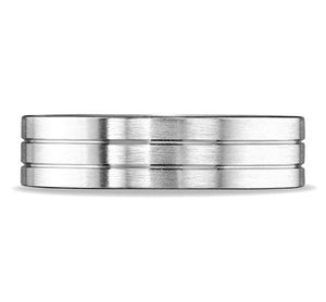Benchmark 6 MM Mens Wedding Band with Satin Finish and Stripes