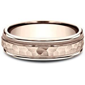 Benchmark Comfort-Fit Two-Tone Hammered Wedding Ring