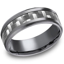 Load image into Gallery viewer, Benchmark Tantalum Carbon Fiber Weave Inlay Men&#39;s Wedding Band
