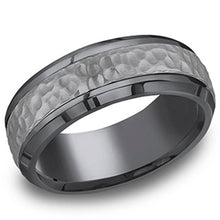 Load image into Gallery viewer, Benchmark Tantalum Hammered Texture Grey Men&#39;s Wedding Band
