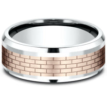 Load image into Gallery viewer, Benchmark &quot;The Lennon&quot; 8MM Brick Design Wedding Band

