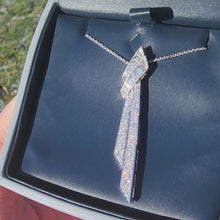 Load and play video in Gallery viewer, Video of Simon G. Art Deco Ribbon Style Diamond Pendant
