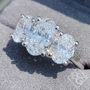 BGLG Brookville 4.2 Carat Oval Three Stone Lab-Grown Diamond Engagement Ring