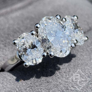 BGLG Brookville 4.2 Carat Oval Three Stone Lab-Grown Diamond Engagement Ring