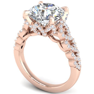 BGLG Whitney II 4.59 Carat Round Lab-Grown Diamond Engagement Ring with Marquise Shaped Details