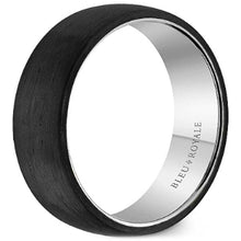 Load image into Gallery viewer, Bleu Royale Black Carbon Wedding Band with High Polished Gold Inside
