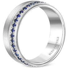 Load image into Gallery viewer, Bleu Royale Brushed Finish Blue Sapphire Eternity Wedding Band
