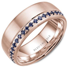 Load image into Gallery viewer, Bleu Royale Brushed Finish Blue Sapphire Eternity Wedding Band
