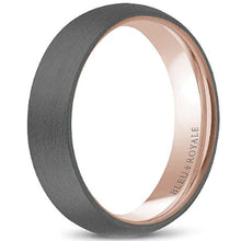 Load image into Gallery viewer, Bleu Royale Frosted Grey Tantalum Rose Gold Wedding Band

