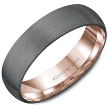 Load image into Gallery viewer, Bleu Royale Frosted Grey Tantalum Rose Gold Wedding Band
