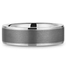 Load image into Gallery viewer, Bleu Royale Frosted Grey Tantalum Wedding Band with High Polished Edging
