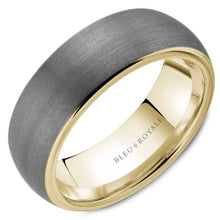 Load image into Gallery viewer, Bleu Royale Frosted Grey Tantalum Wide Rose Gold Wedding Band
