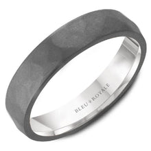 Load image into Gallery viewer, Bleu Royale Grey Frosted Hammered Tantalum Wedding Band
