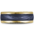 Load image into Gallery viewer, Bleu Royale Midnight Blue Hand Painted Yellow Gold Enamel Wedding Band
