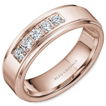 Load image into Gallery viewer, Bleu Royale Rose Gold Sandpaper Center Diamond Wedding Band

