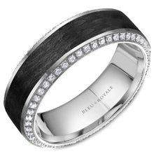 Load image into Gallery viewer, Bleu Royale Two-Tone Carbon Fiber Diamond Eternity Wedding Band
