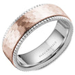 Load image into Gallery viewer, Bleu Royale Two Tone White &amp; Rose Gold Frosted Center Wedding Band
