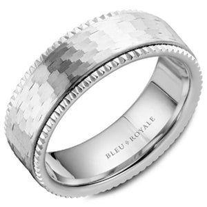 Bleu Royale White Gold Frosted Center Wedding Band