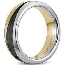 Load image into Gallery viewer, Bleu Royale Two-Tone Gold Black Carbon Swish Wedding Band
