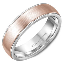 Load image into Gallery viewer, Bleu Royale Rose &amp; White Two Tone Sandpaper Finish Men&#39;s Wedding Band
