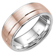 Load image into Gallery viewer, Bleu Royale Two Tone White &amp; Rose Gold Wedding Band with Sandpaper Top
