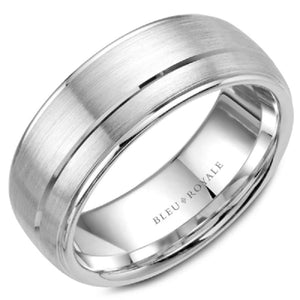 Bleu Royale White Gold Wedding Band with Sandpaper Top