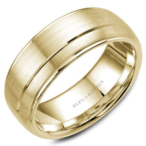 Bleu Royale Yellow Gold Wedding Band with Sandpaper Top