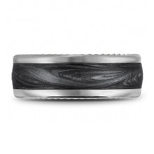 Load image into Gallery viewer, Bleu Royale White Gold Charcoal Grey Hand Painted Enamel Inlay Wedding Band
