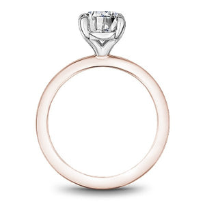 Noam Carver Oval Cut Solitaire Two-Tone Rose & White Gold Engagement Ring with a High Polish Finish and White Gold Head