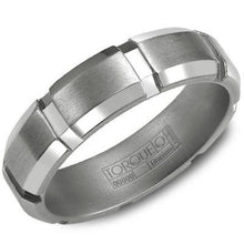 Load image into Gallery viewer, CrownRing 6MM Titanium Architechtural Detailing Wedding Band
