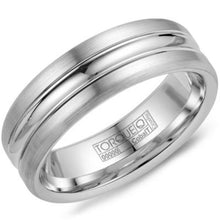 Load image into Gallery viewer, CrownRing 7MM Cobalt Machine Cut High Polished Center Wedding Band
